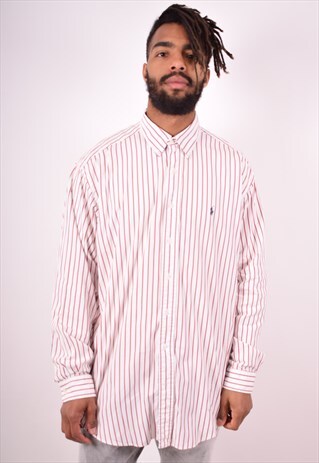 RALPH LAUREN MENS VINTAGE SHIRT XL WHITE STRIPES 90S
