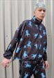 GODSON SLOGAN TRACK JACKET HANDMADE JESUS EMOJI BOMBER BLACK