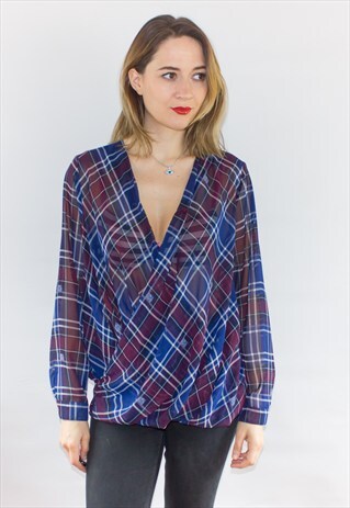 RETRO CHIFFON DEEP V BLOUSE