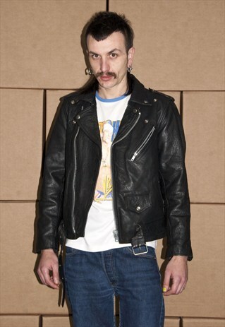 VINTAGE 80S BIKER LEATHER JACKET
