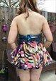 BLUE METALLIC  HANDMADE PUNK STYLE CROP HALTER TOP 