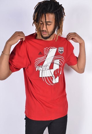 VINTAGE ADIDAS WISNCOSIN T-SHIRT RED