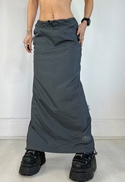 Vintage Y2k Maxi Skirt Cargo Utility Toggle Gorpcore Cyber