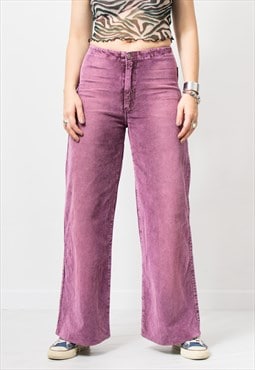 Vintage Y2K wide leg corduroy pants burgundy denim