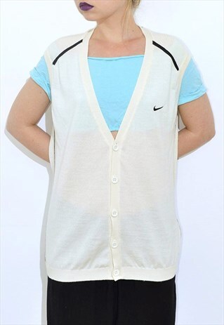 VINTAGE 90'S NIKE UNISEX WOOL BLEND WHITE GOLF VEST
