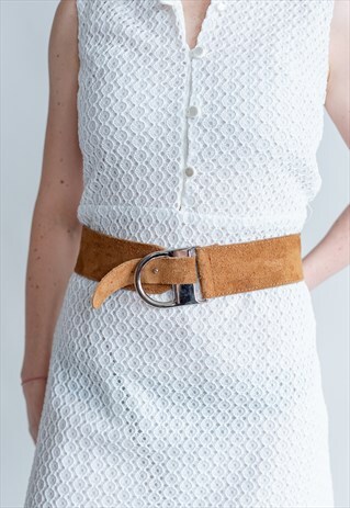 VINTAGE 70S BROWN SUEDE WIDE BELT