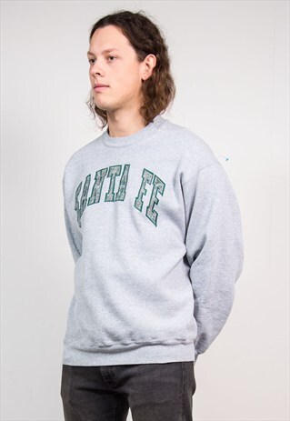 VINTAGE 90'S GREY SANTA FE COLLEGE SWEATSHIRT JUMPER