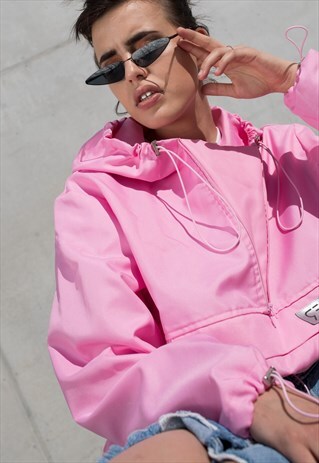 OVERSIZED WINDBREAKER HOODIE IN PINK