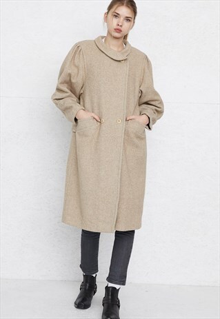 VINTAGE LIGHT BROWN AJATON WOOL COAT