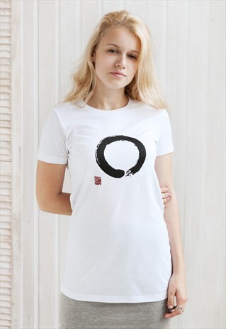 ENSO CIRCLE T SHIRT BUDDHIST CALLIGRAPHY ZEN YOGA KANJI CUTE