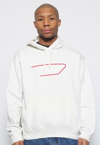 VINTAGE DIESEL BIG LOGO HOODIE WHITE