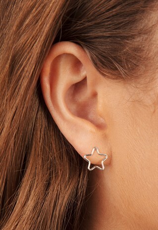 LARGE STAR STUD EARRINGS STERLING SILVER