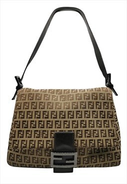 Vintage Fendi FF monogram Mamma Baguette handbag brown tones