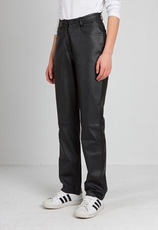 VINTAGE BLACK LEATHER TROUSERS BOTTOMS