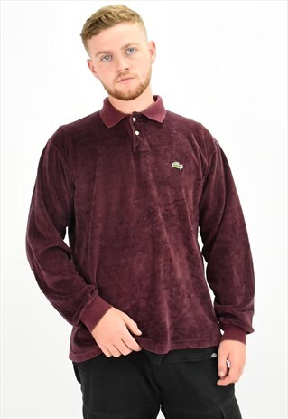 VINTAGE VELVET LACOSTE LONG SLEEVE POLO SHIRT