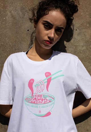 TSHIRT IN WHITE ORGANIC COTTON WITH GRAPHIC PRINT
