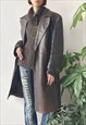 Vintage 90's Unisex Oversized Brown Button Up Leather Coat