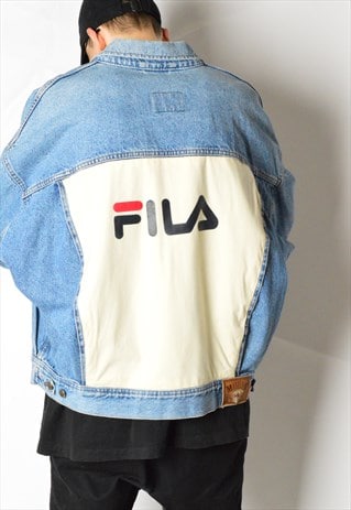 REWORKED VINTAGE 90S FILA BLUE DENIM JACKET