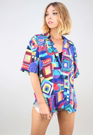 VINTAGE COLOURFUL PATTERNED BLOUSE