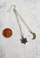 DOODLE ENGRAVED MOON AND STAR CHAIN EARRINGS