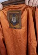 VINTAGE  LEATHER JACKET IOU LONG IN BROWN M