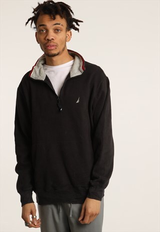 VINTAGE NAUTICA EMBROIDERED LOGO 1/4 ZIP SWEATSHIRT