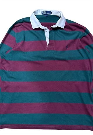 vintage mens polo ralph lauren maroon rugby polo shirt