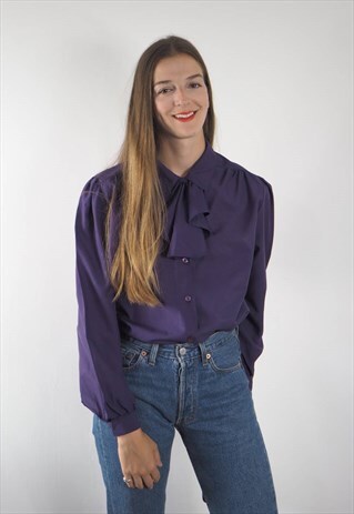 VINTAGE PURPLE RUFFLE BLOUSE