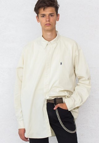 VINTAGE LIGHT YELLOW POLO RALPH LAUREN LONG SLEEVE SHIRT