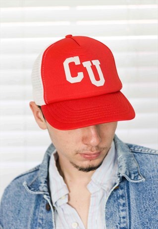 VINTAGE C U TRUCKER CAP LOGO 90S ONE SIZE 2.2