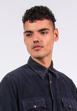 VINTAGE CORDUROY SHIRT NAVY BLUE CORD