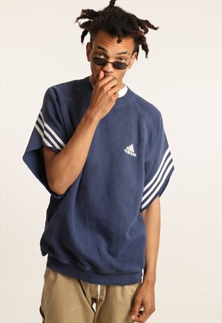 VINTAGE ADIDAS EMBROIDERED LOGO CROPPED SLEEVES SWEATSHIRT
