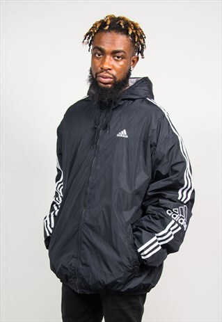 VINTAGE 90'S ADIDAS FLEECE LINED WARM JACKET WITH HOOD