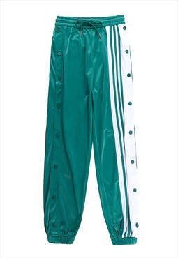 Tearaway stripe pants external pockets cargo joggers green