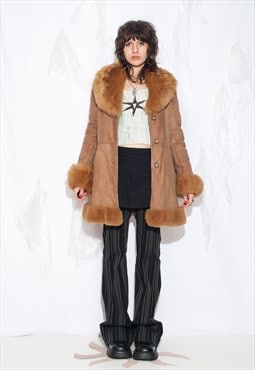 Vintage 70s Shearling Coat in Brown