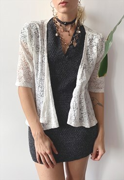 Preloved 90's Floral Lace Praire Fairy Boho Bolero Blouse