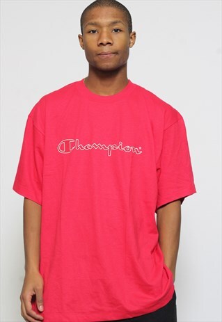 VINTAGE CHAMPION T-SHIRT SPELL OUT RED
