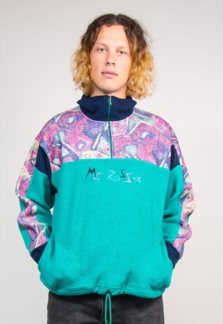 FUNKY PATTERN 90'S QUARTER ZIP FESTIVAL FLEECE JUMPER