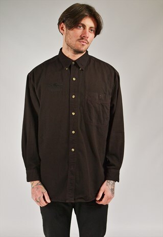 VINTAGE LEE PAPA JOHN'S DENIM SHIRT BROWN