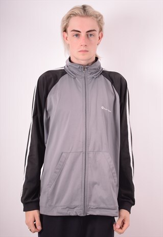 CHAMPION MENS VINTAGE TRACKSUIT TOP JACKET XL GREY 90S