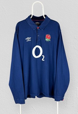 England Rugby Jersey Shirt Blue Long Sleeve Mens 4XL