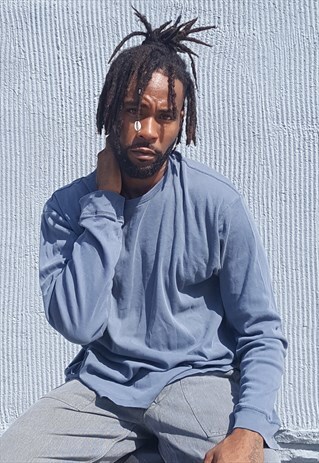 90S SKATER SPORTSWEAR BLUE LONG SLEEVE KNIT TEE XL