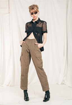 Vintage Cargo Trousers Y2K Utility High Rise Pants
