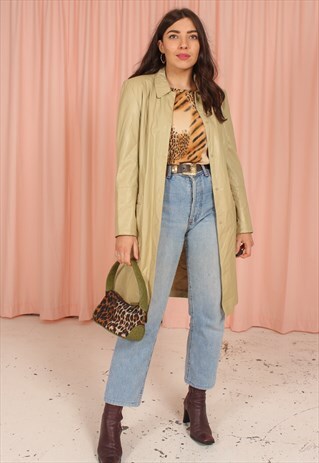 VINTAGE 90S FAUX LEATHER JACKET IN GREEN