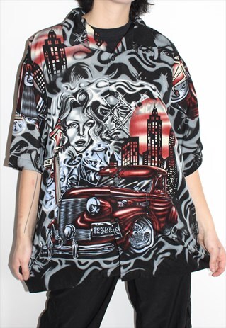 90S UNISEX TRIBAL BUTTON UP