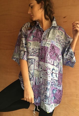 PATTERNED OVERSIZED RETRO VINTAGE UNISEX FESTIVAL SHIRT
