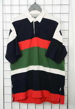 Vintage 90s Striped Polo Rugby Shirt Size L 