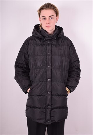 ELLESSE MENS VINTAGE PADDED JACKET SMALL BLACK 90'S