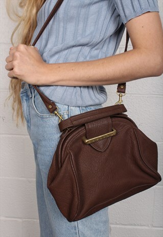90'S BROWN LEATHER CROSS BODY