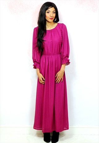 1970S VINTAGE PINK SILKY MAXI DRESS